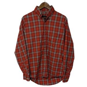 Burberry London Mens Nova Check Red Plaid Shirt Long Sleeve Medium